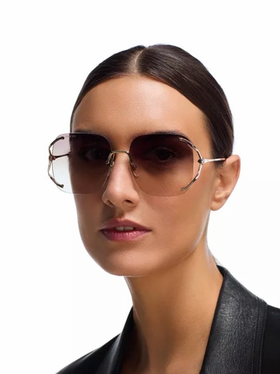 Vintage Gucci Rimless Pink Gradient Sunglasses Y2K Made in Japan